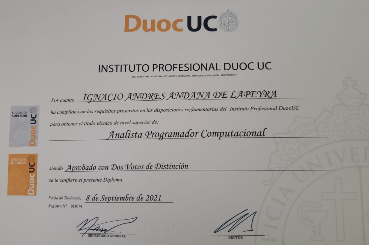 Título de Analista Programador Computacional